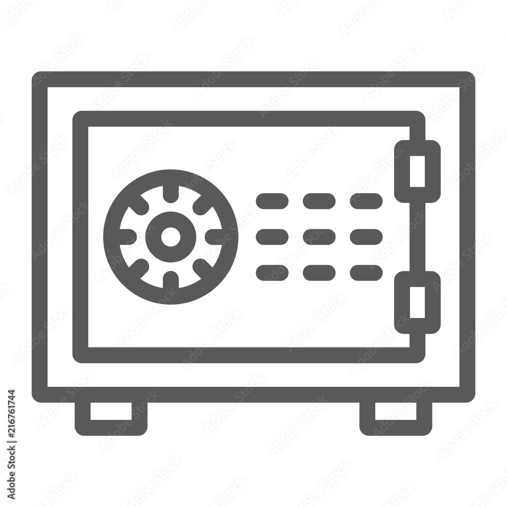 Safe line icon, finance and banking, security sign, vector graphics, a linear pattern on a white background, eps 10.