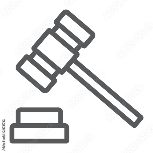 Auction hammer line icon, finance and banking, judge sign, vector graphics, a linear pattern on a white background, eps 10.