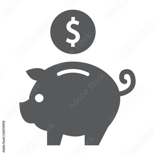 Deposit glyph icon, finance and banking, piggy bank sign, vector graphics, a solid pattern on a white background, eps 10.