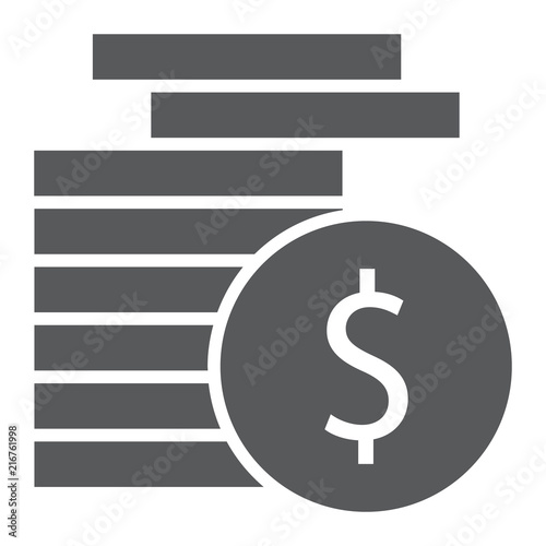 Coins glyph icon, finance and banking, currency sign, vector graphics, a solid pattern on a white background, eps 10.