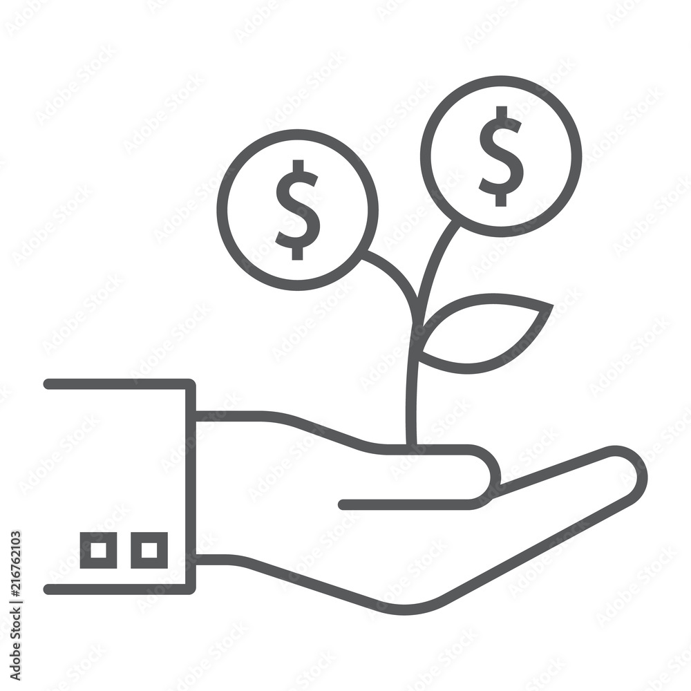 Investment growth thin line icon, finance and banking, investment sign, vector graphics, a linear pattern on a white background, eps 10. Investment growth thin line icon, finance and banking, investment sign, vector graphics, a linear pattern on a white background, eps 10.