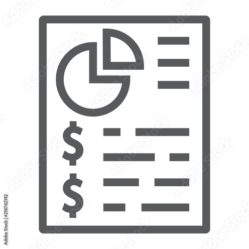 Budget planing line icon, finance and banking, account sign, vector graphics, a linear pattern on a white background, eps 10.