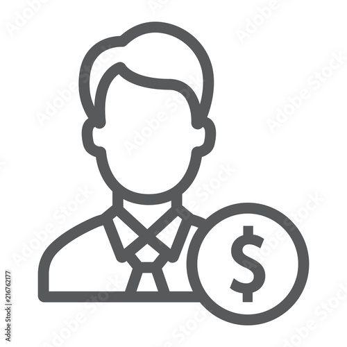 Investor line icon, finance and banking, businessman sign, vector graphics, a linear pattern on a white background, eps 10.