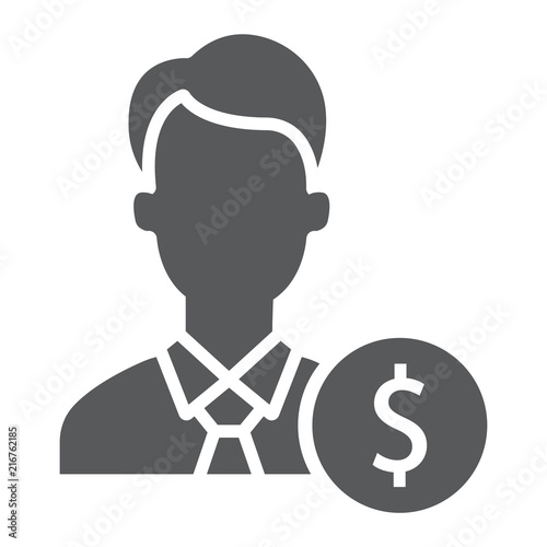 Investor glyph icon, finance and banking, businessman sign, vector graphics, a solid pattern on a white background, eps 10.
