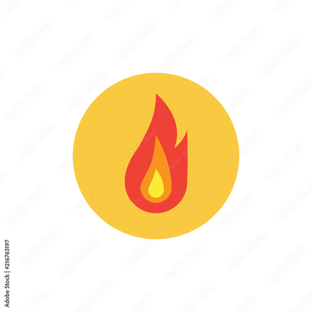 Fire Flame in circle flat icon, vector sign, colorful pictogram isolated on white. Flammable symbol, logo illustration. Flat style design Fire Flame in circle flat icon, vector sign, colorful pictogram isolated on white. Flammable symbol, logo illustration. Flat style design