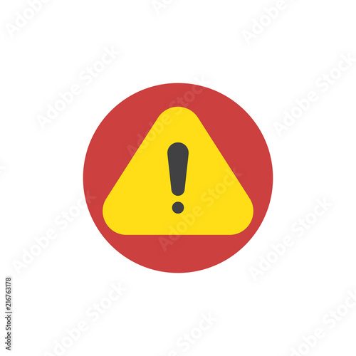 Attention sign flat icon, vector sign, colorful pictogram isolated on white. Warning, exclamation mark symbol, logo illustration. Flat style design