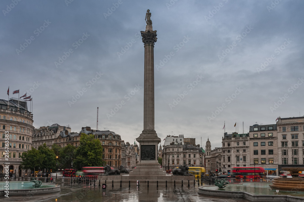 Trafalgar square with Nelson's Column in London