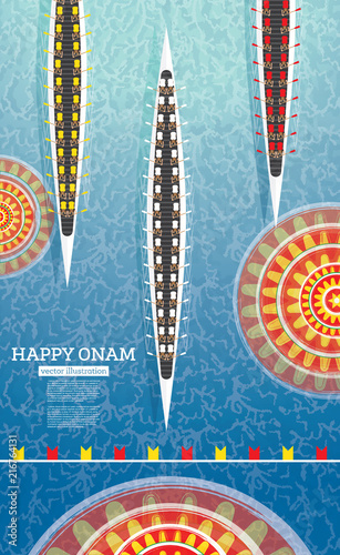 Onam Boat Festival Background. South India Kerala Festival.