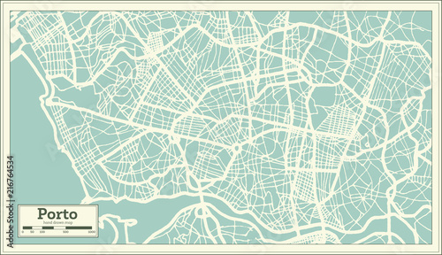 Fotografie, Obraz Porto Portugal City Map in Retro Style.