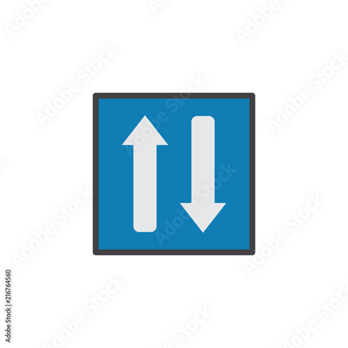 Free Download Two way traffic flat icon, vector sign, colorful pictogram isolated on white. Road sign symbol, logo illustration. Flat style design - GFXLoad