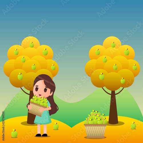 Picking apple fruit illustration