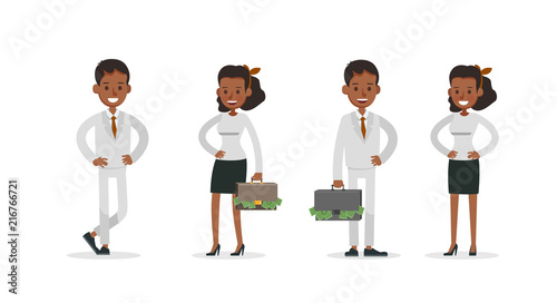 Set of Businessman and Businesswoman character vector design. Presentation in various action with emotions and working. no54 photo