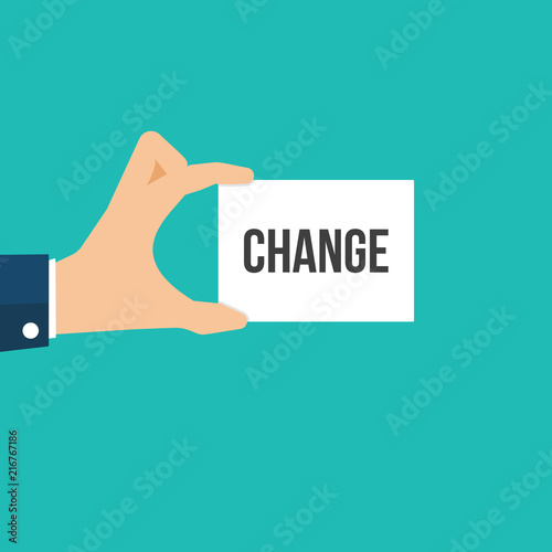 Man showing paper CHANGE text
