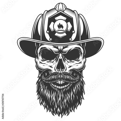 Skull in the fireman hat