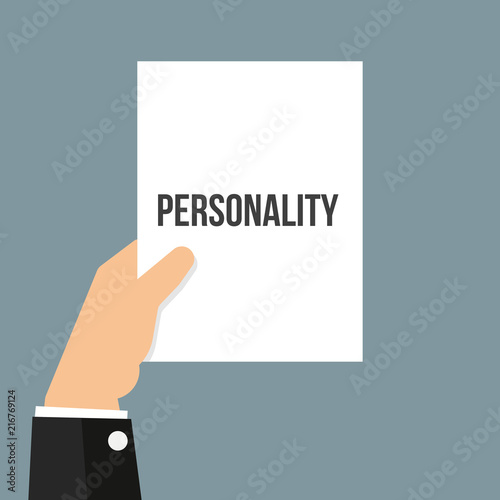 Man showing paper PERSONALITY text