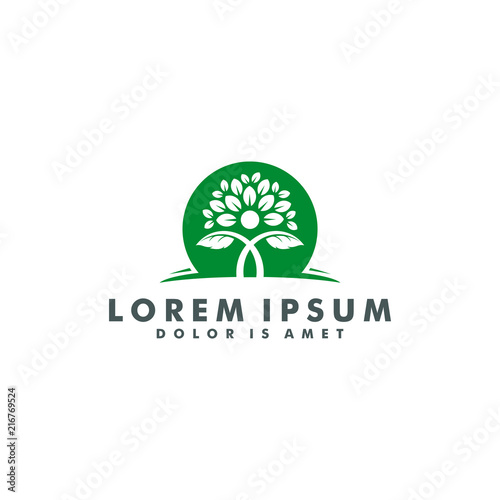 Natural life health tree logo vector