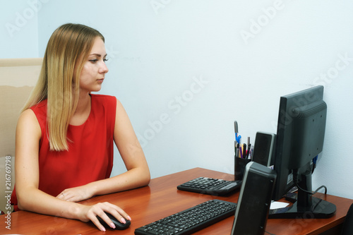 Young woman working in the office .People at work