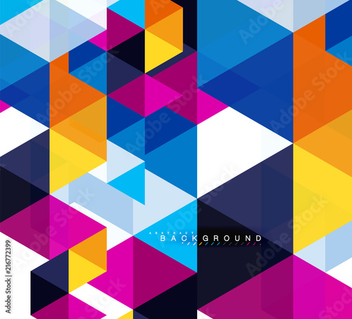 Multicolored triangles abstract background, mosaic tiles concept