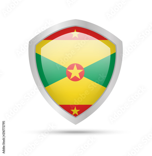 Shield with Grenada flag on white background. Vector illustration. Free Download Shield with Grenada flag on white background. Vector illustration. - GFXLoad