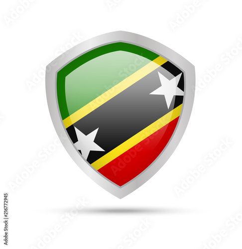 Shield with Saint Kitts and Nevis flag on white background. Vector illustration. Free Download Shield with Saint Kitts and Nevis flag on white background. Vector illustration. - GFXLoad