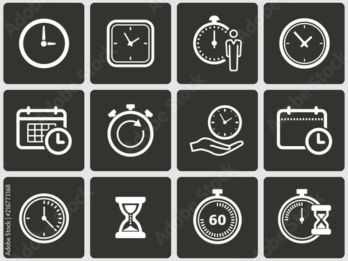 Clock time icons set photo