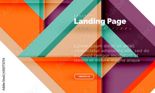 Square shape geometric abstract background  landing page web design template