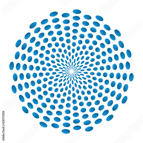 watercolor style dots flower in blue shades