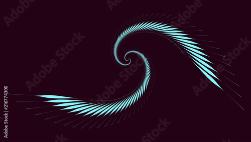 abstract spiral wave in turquoise on dark brown