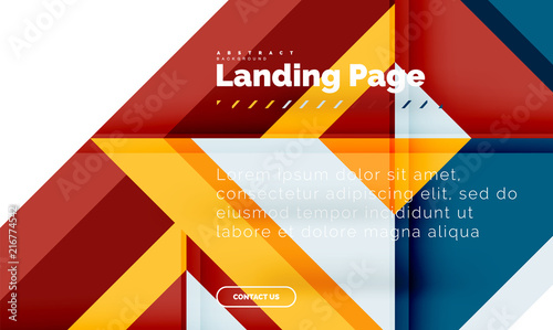 Square shape geometric abstract background  landing page web design template