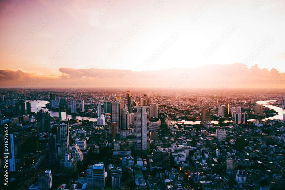 Obraz premium Cityscape Bangkok city of Thailand, Bangkok city central business downtown.