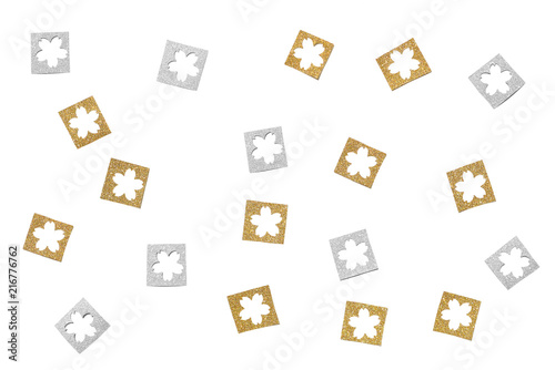 Gold and silver glitter sakura paper cut background - isolated