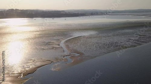 Aerial view of the beach of Lympstone England. This coastal town is beautiful and used as a vacation spot by many. Tourism is blooming. photo