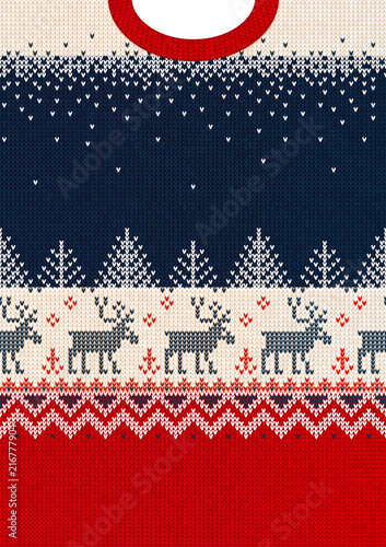 Merry Christmas New Year greeting card frame scandinavian ornaments deers