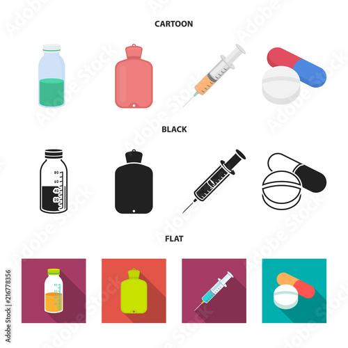 Solution, warmer, syringe, pills.Medicine set collection icons in cartoon,black,flat style vector symbol stock illustration web.