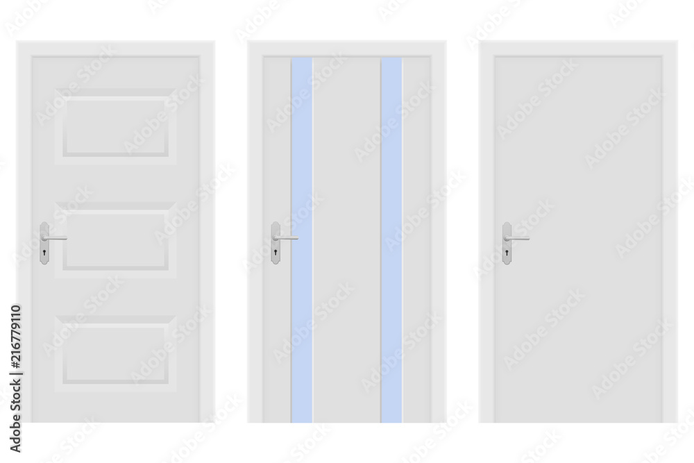 Interior doors. White set of designs Interior doors. White set of designs