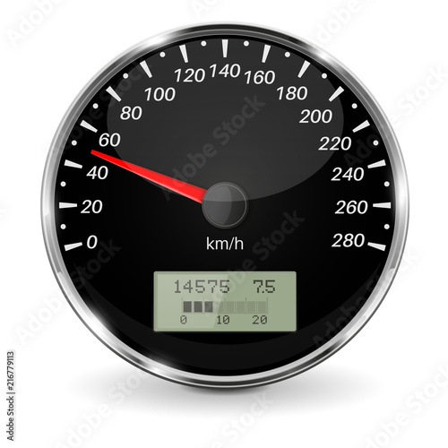 Speedometer. Black 3d vehicle gauge