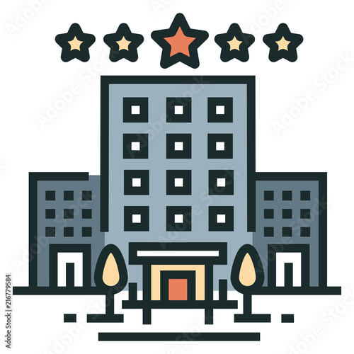 Hotel Line Color Icon