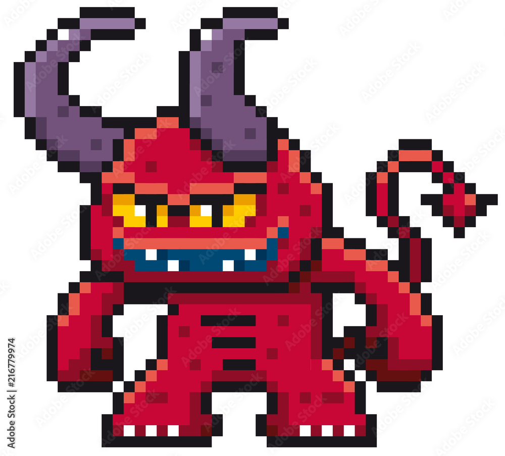 Vector illustration of Cartoon Monster - Pixel design Stock Vector ...