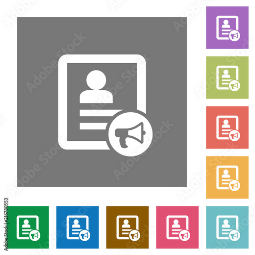 Contact alarm square flat icons