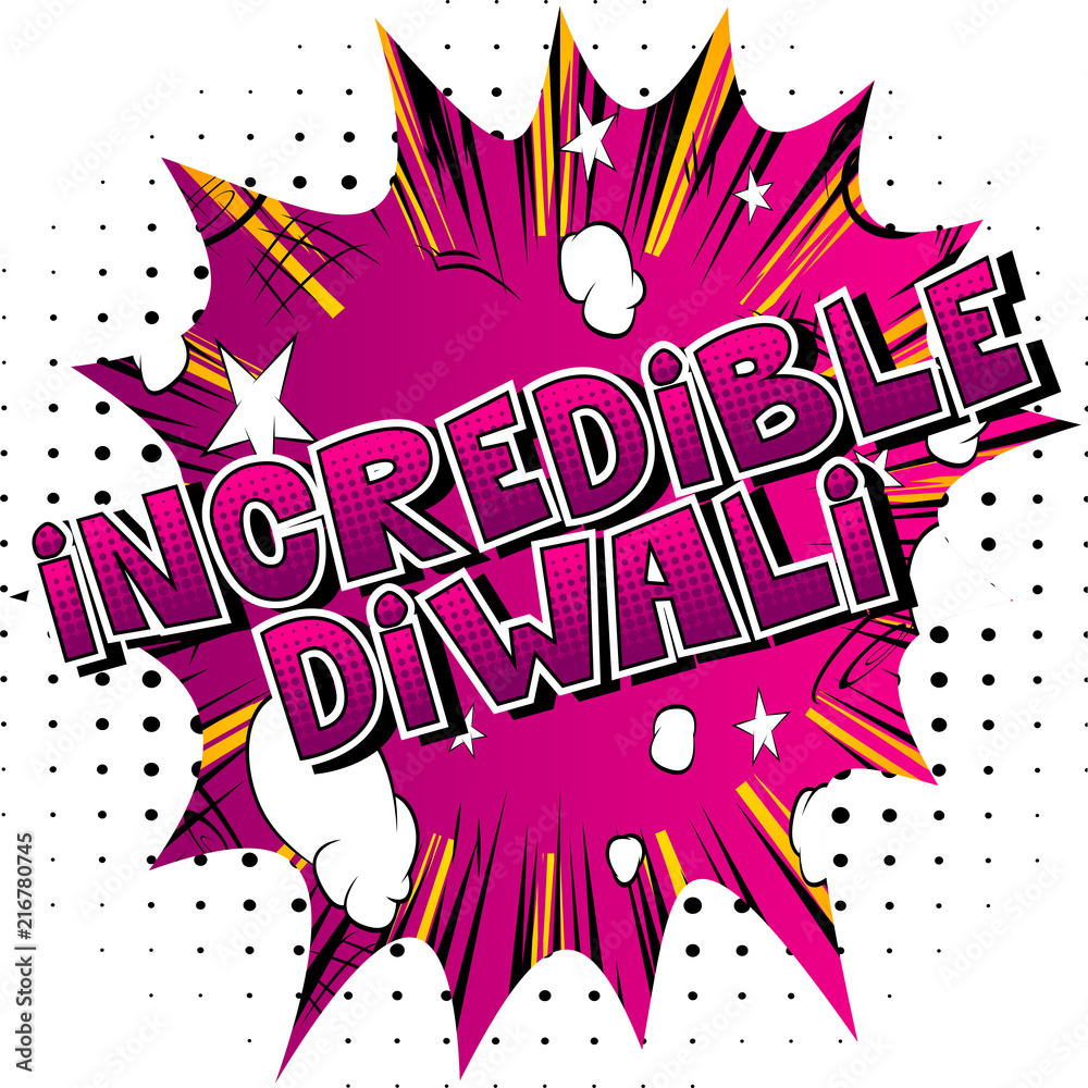 Obraz premium Incredible Diwali - Comic book style word on abstract background.