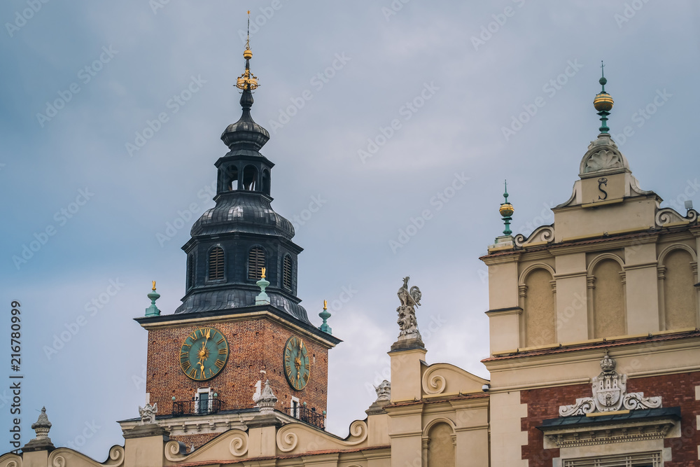 old town square, market, 23 April 2018 Krakow old town, summer, tourists street area