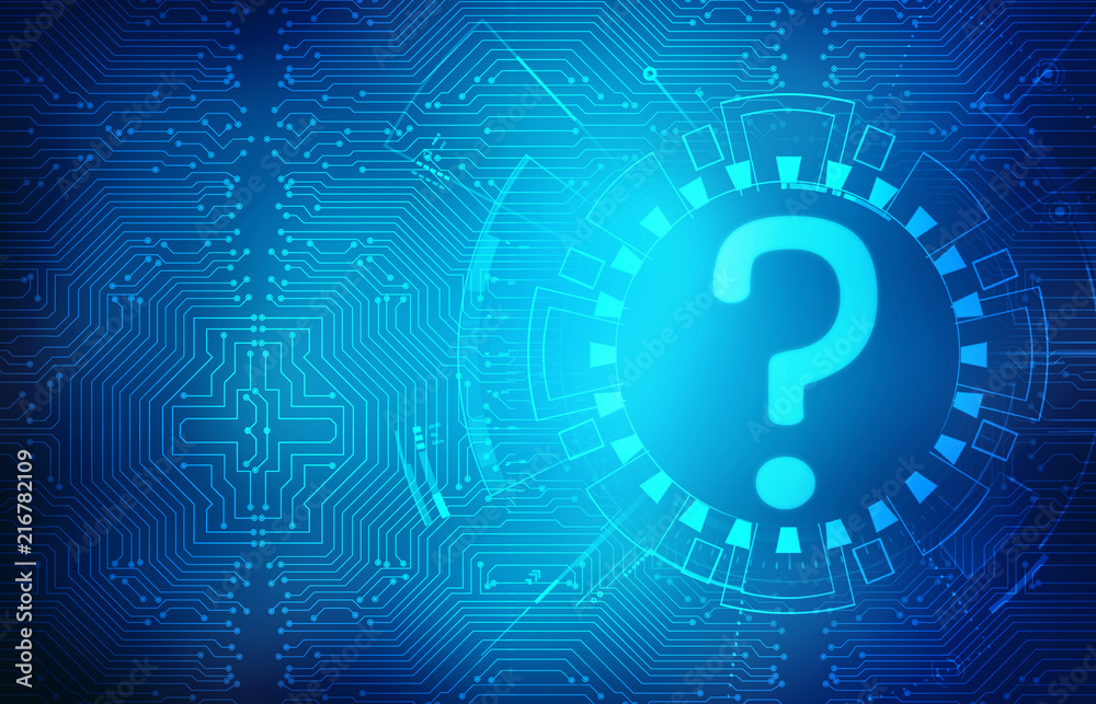 2d illustration question mark, Cyber technology Background Stock ...