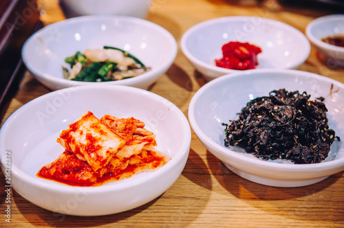 Samgyupsal pork belly with Kimchi Korean barbecue dish