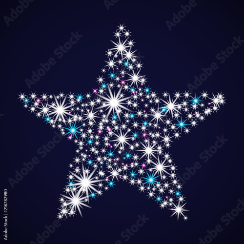 Abstract star tonight. Glowing sequin. Christmas Card. Vector illustration New year.