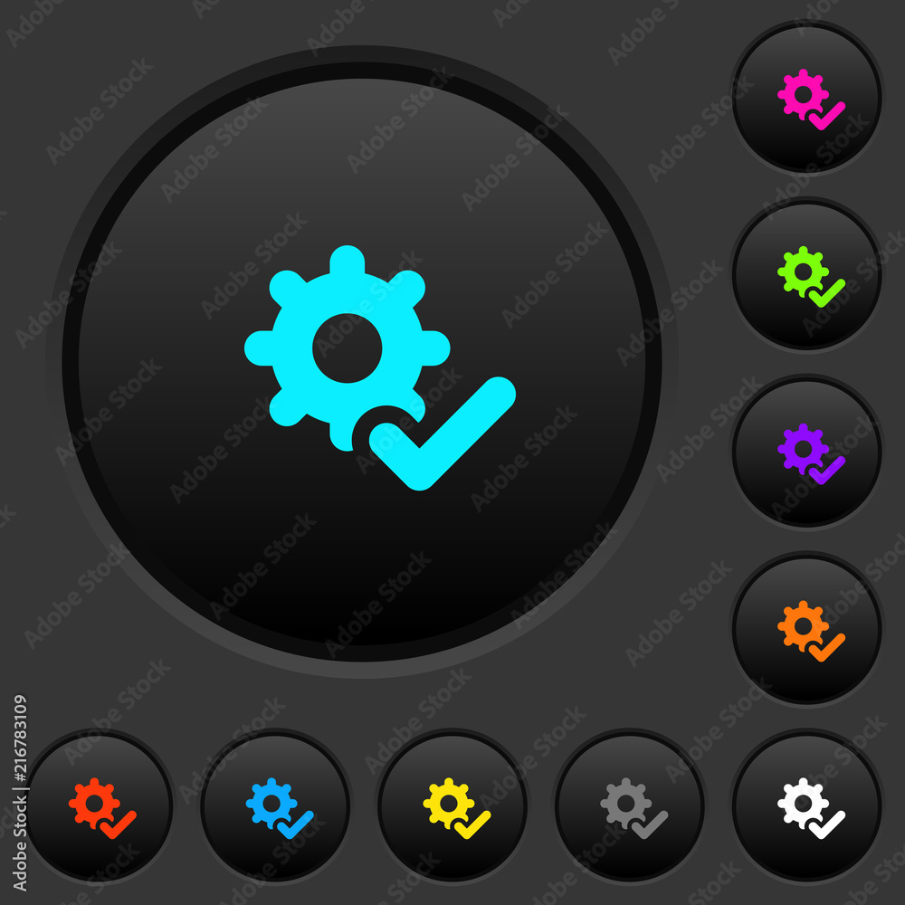 Settings ok dark push buttons with color icons Settings ok dark push buttons with color icons