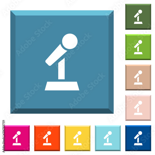 Microphone with stand white icons on edged square buttons