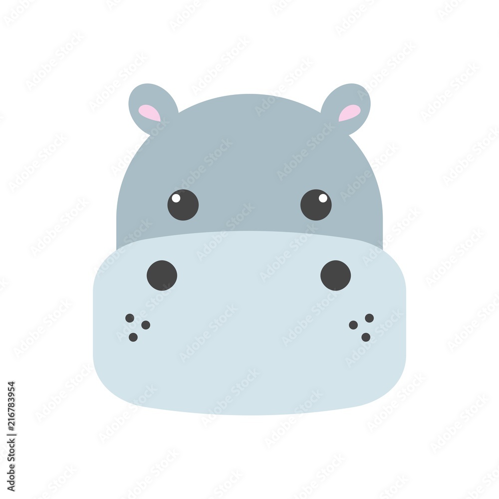 Fototapeta premium Cute hippo face icon