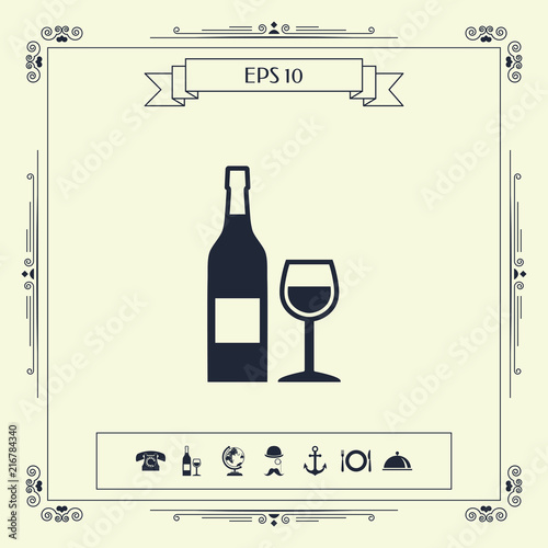 Bottle of wine and wineglass icon