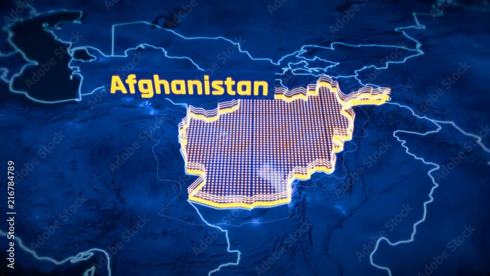 Afghanistan Country Border 3D Visualization, Modern Map Outline, Travel ...