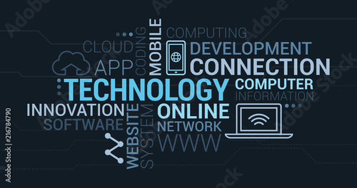 IT technology and networks tag cloud